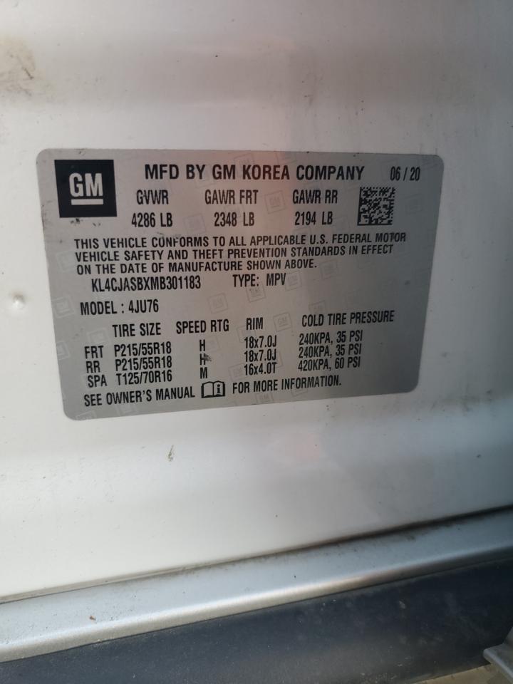 2021 Buick Encore Preferred VIN: KL4CJASBXMB301183 Lot: 84872665