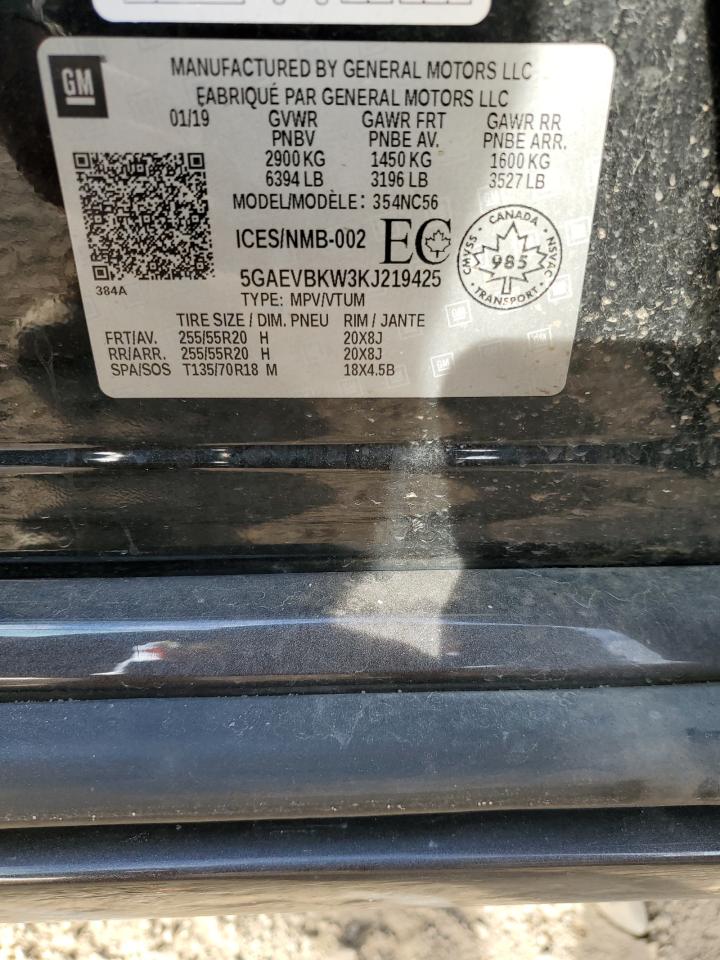 2019 Buick Enclave Premium VIN: 5GAEVBKW3KJ219425 Lot: 85083785