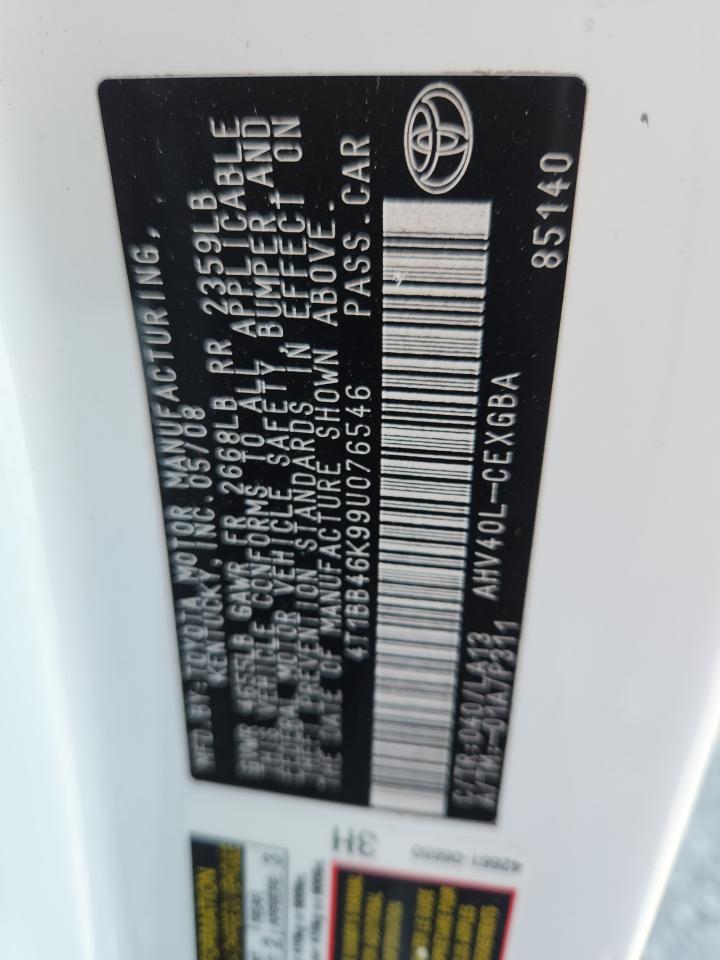 2009 Toyota Camry Hybrid VIN: 4T1BB46K99U076546 Lot: 82302925