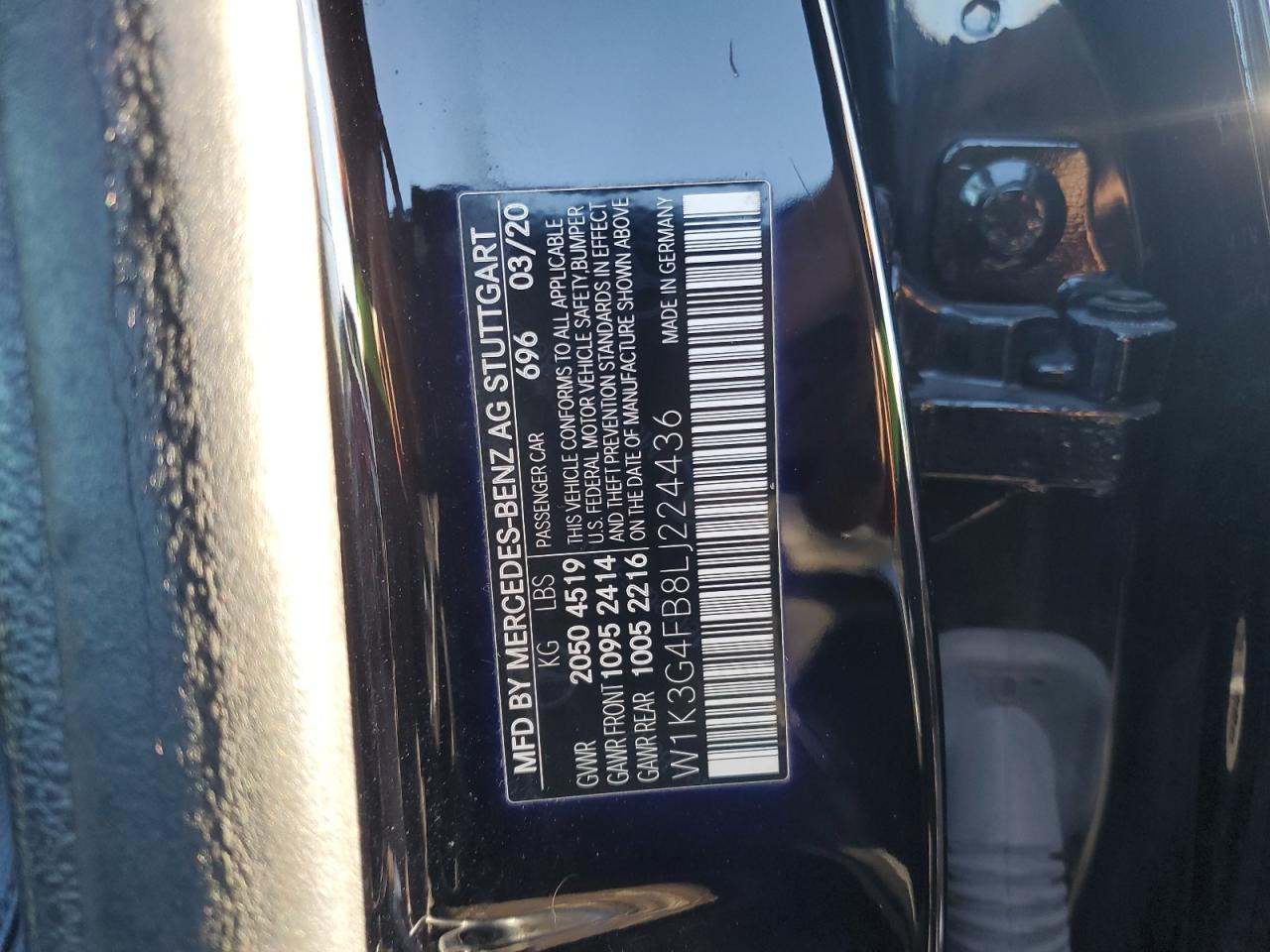 2020 Mercedes-Benz A 220 4Matic VIN: W1K3G4FB8LJ224436 Lot: 87220755