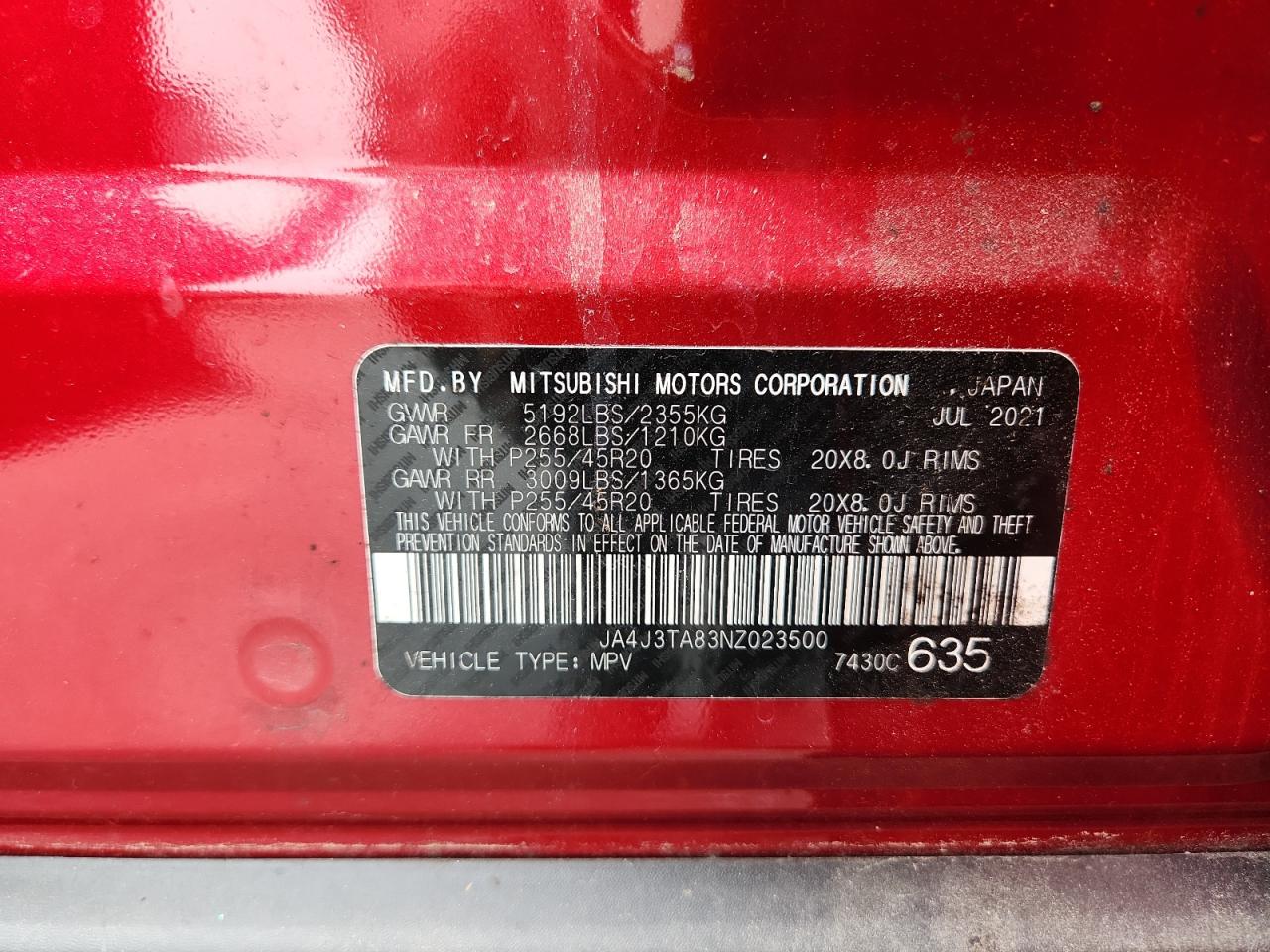 2022 Mitsubishi Outlander Es VIN: JA4J3TA83NZ023500 Lot: 86115305