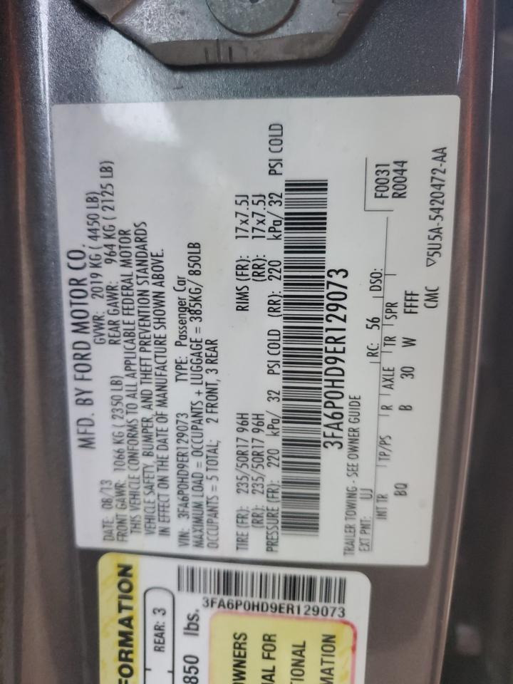 2014 Ford Fusion Se VIN: 3FA6P0HD9ER129073 Lot: 90536935