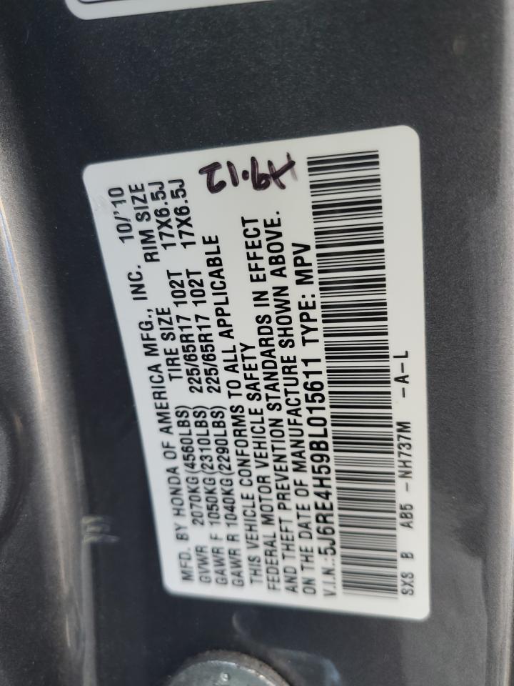 2011 Honda Cr-V Ex VIN: 5J6RE4H59BL015611 Lot: 80723735