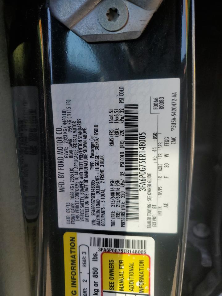 2014 Ford Fusion S VIN: 3FA6P0G75ER148005 Lot: 84301365