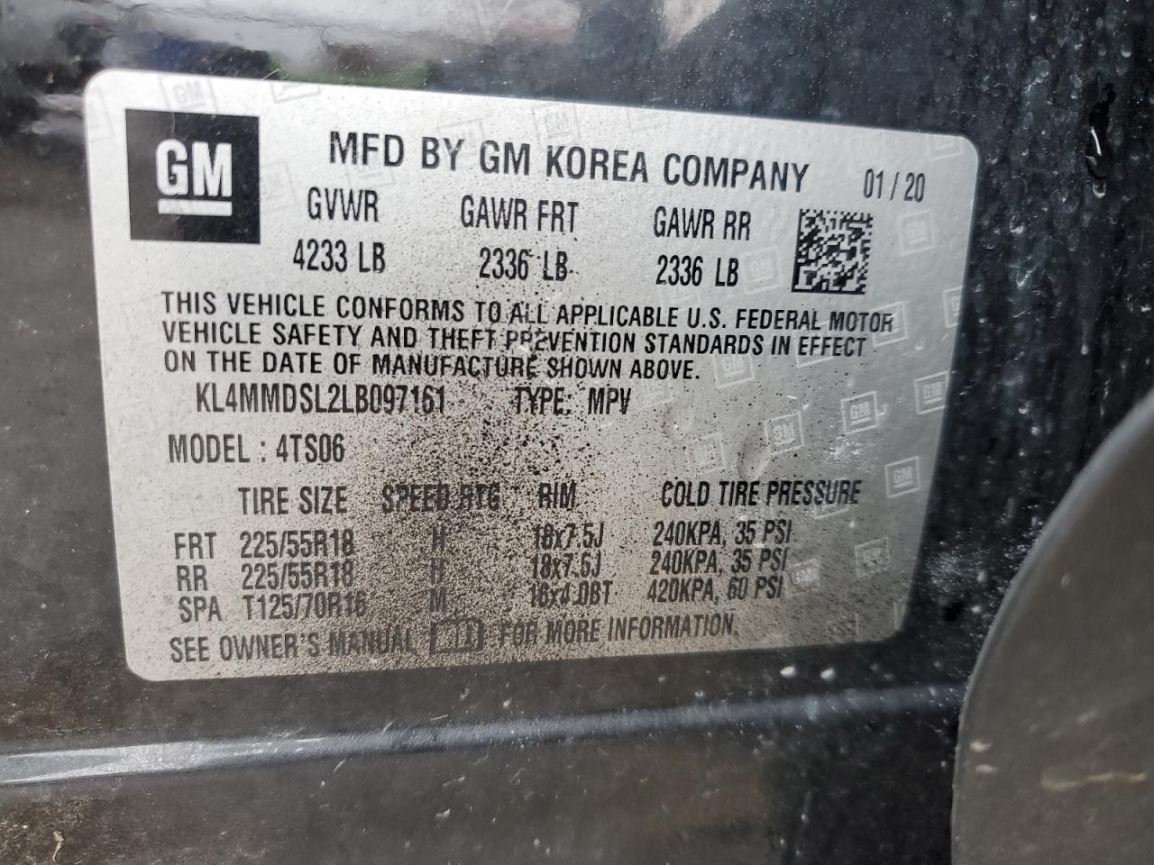 2020 Buick Encore Gx Select VIN: KL4MMDSL2LB097161 Lot: 90076295