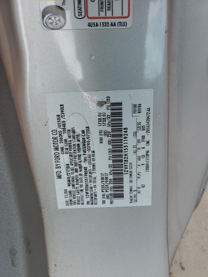 2005 Ford Mustang Gt VIN: 1ZVFT82H155119248 Lot: 85814475