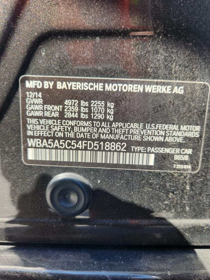 2015 BMW 528 I VIN: WBA5A5C54FD518862 Lot: 85928955