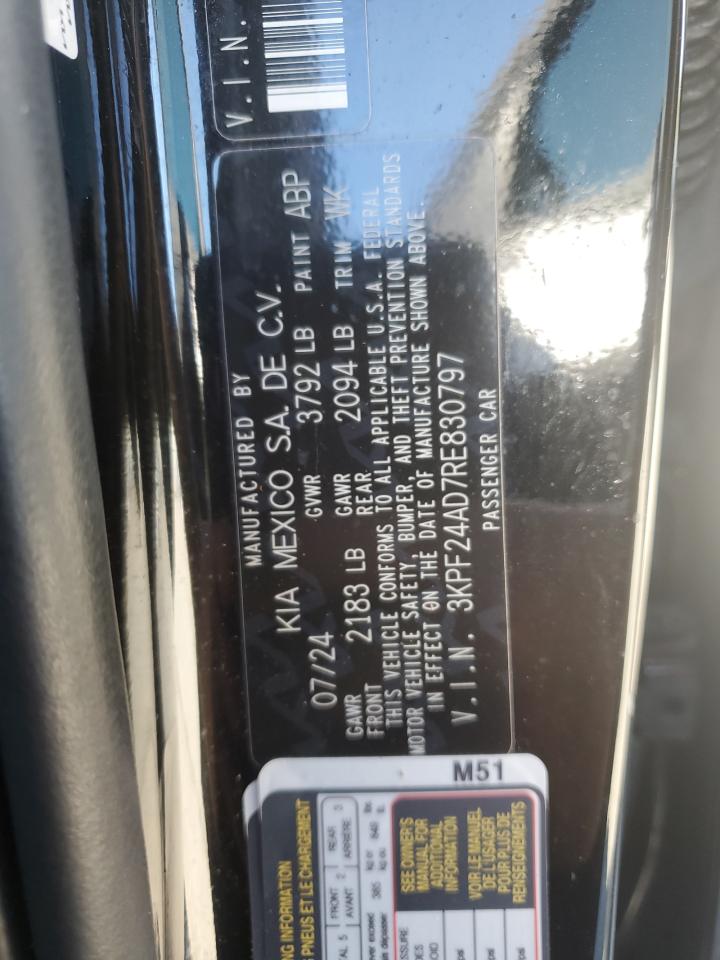 2024 Kia Forte Lx VIN: 3KPF24AD7RE830797 Lot: 82473385