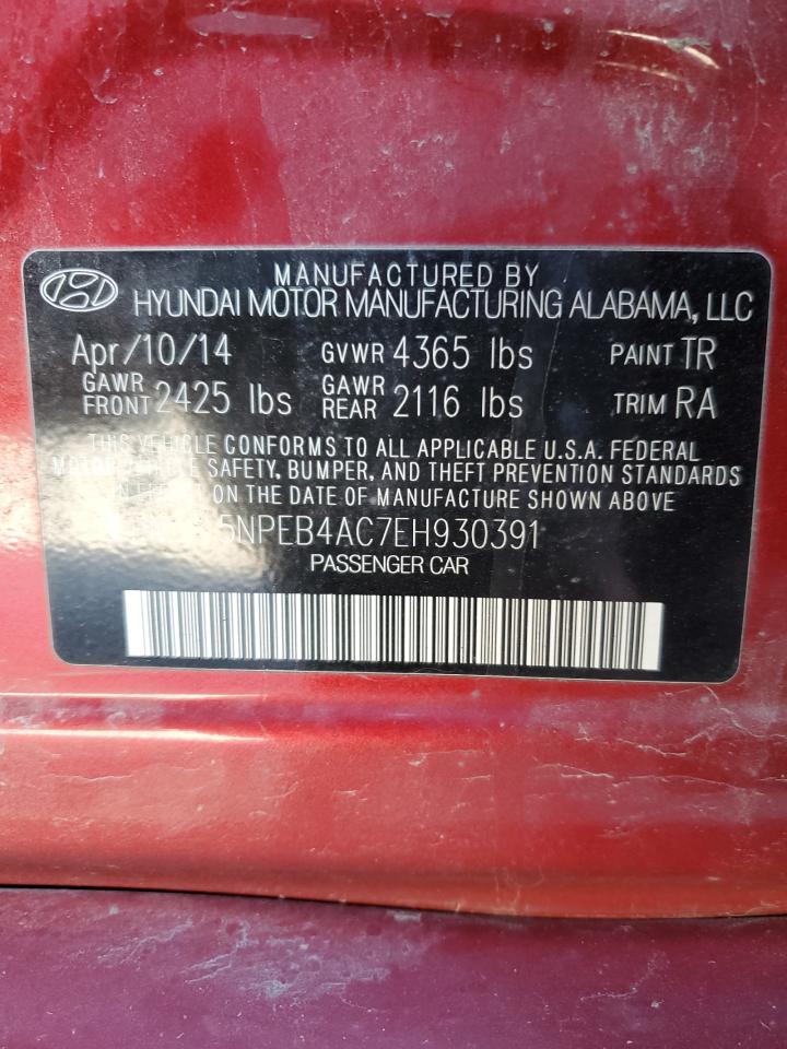 2014 Hyundai Sonata Gls VIN: 5NPEB4AC7EH930391 Lot: 86789975