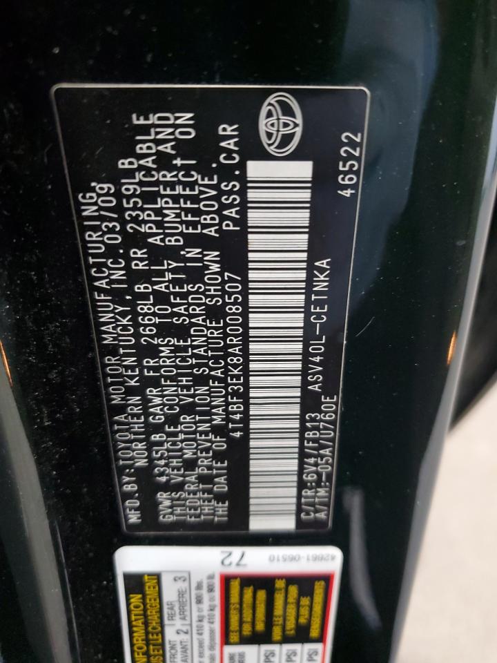 2010 Toyota Camry Base VIN: 4T4BF3EK8AR008507 Lot: 86517065