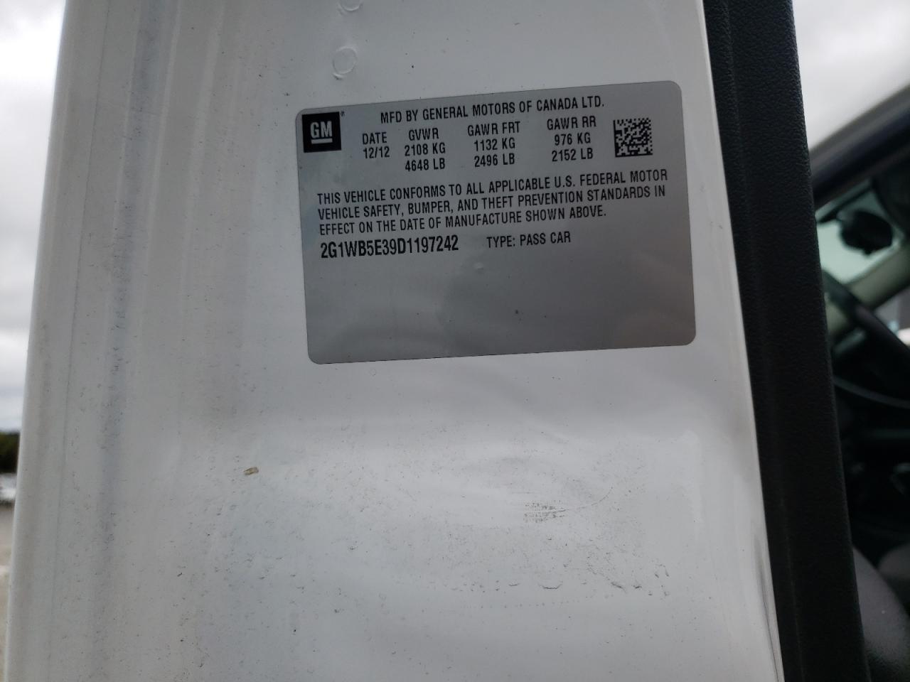 2013 Chevrolet Impala Lt VIN: 2G1WB5E39D1197242 Lot: 82270805