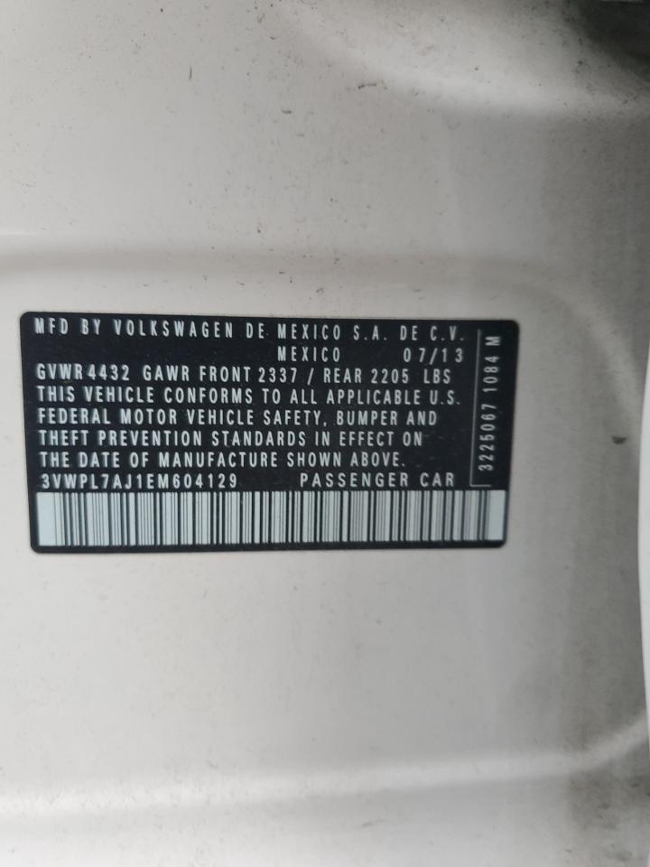 2014 Volkswagen Jetta Tdi VIN: 3VWPL7AJ1EM604129 Lot: 85881015