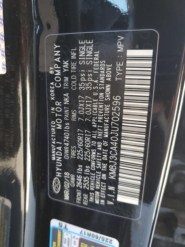 2018 Hyundai Tucson Sel VIN: KM8J3CA40JU702596 Lot: 82304155