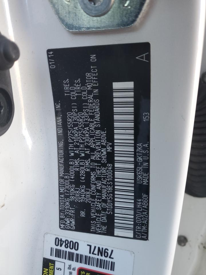 2014 Toyota Sequoia Platinum VIN: 5TDDY5G18ES100048 Lot: 90983295