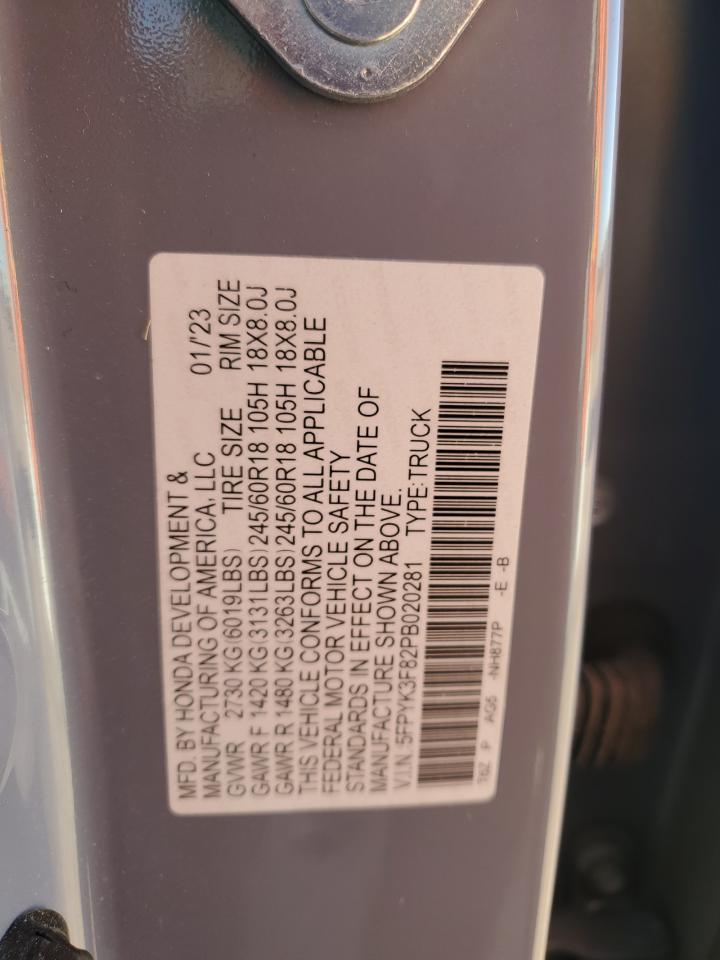 2023 Honda Ridgeline Black Edition VIN: 5FPYK3F82PB020281 Lot: 89673825