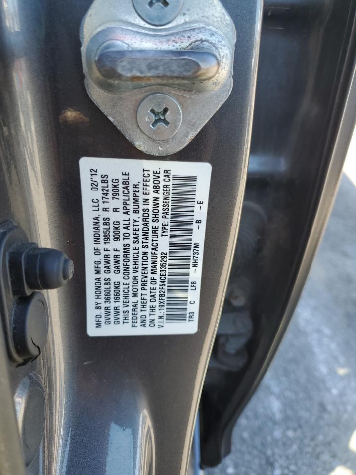 2012 Honda Civic Lx VIN: 19XFB2F54CE335292 Lot: 89533675