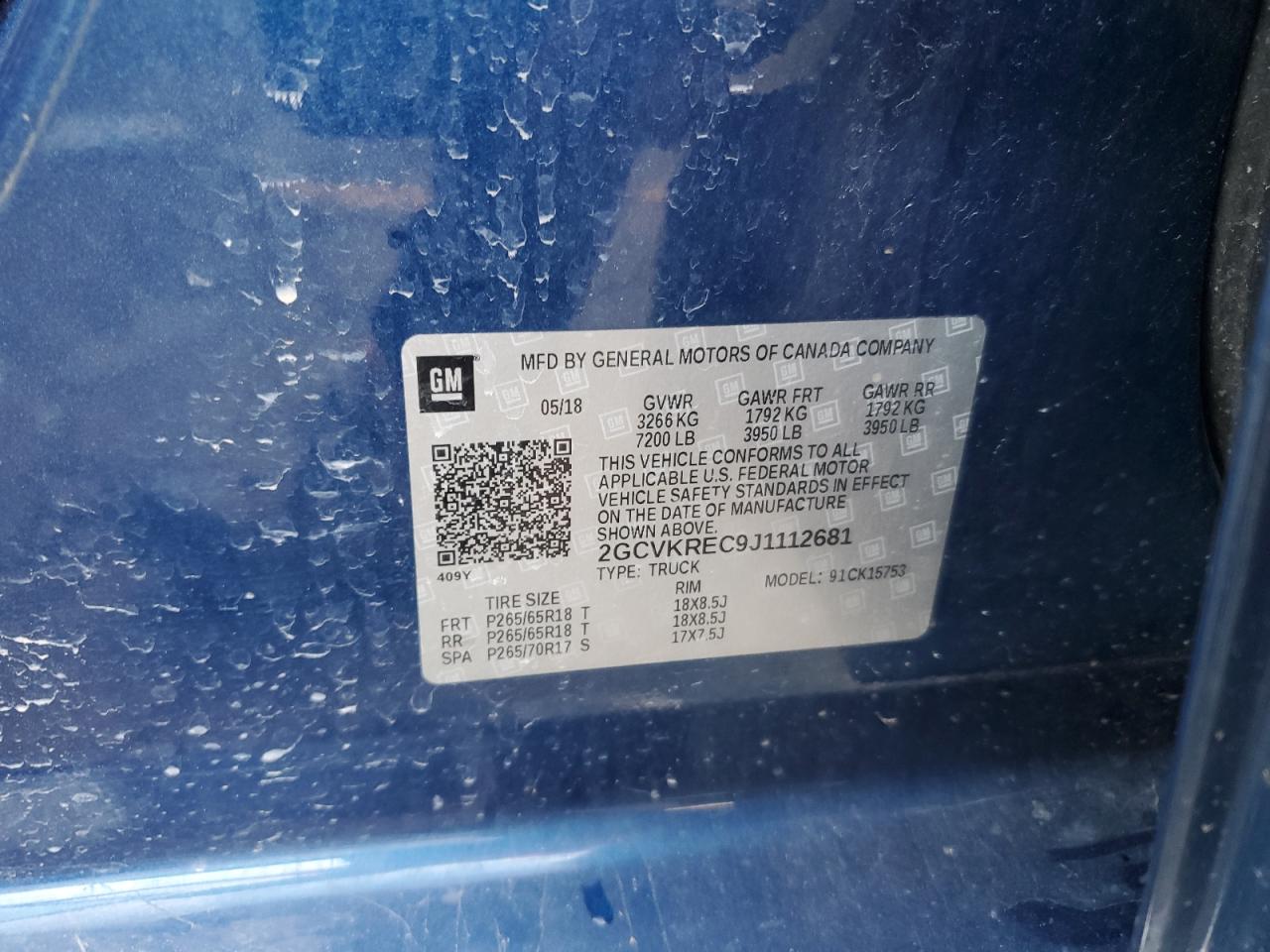 2018 Chevrolet Silverado K1500 Lt VIN: 2GCVKREC9J1112681 Lot: 82376855
