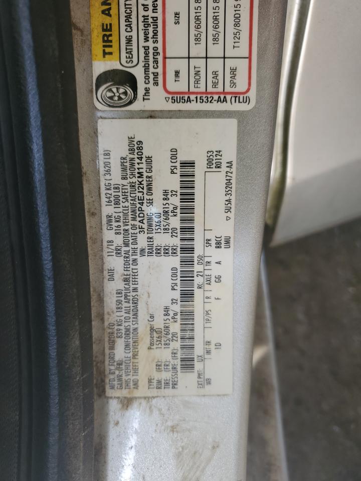 2019 Ford Fiesta Se VIN: 3FADP4EJ2KM114089 Lot: 86493865