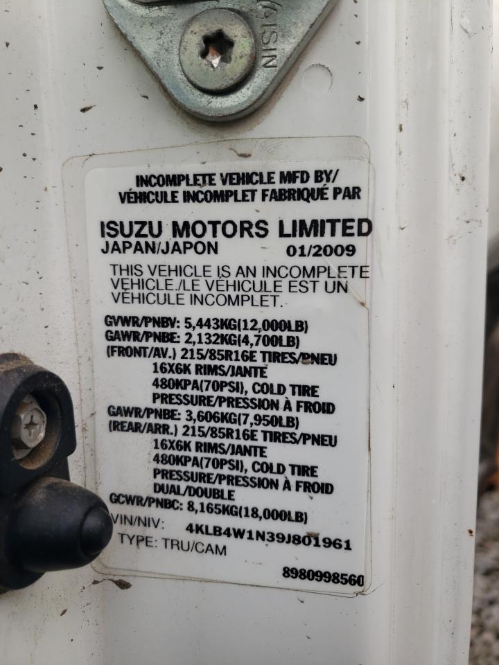 2009 Isuzu Npr Box Truck VIN: 4KLB4W1N39J801961 Lot: 86231835