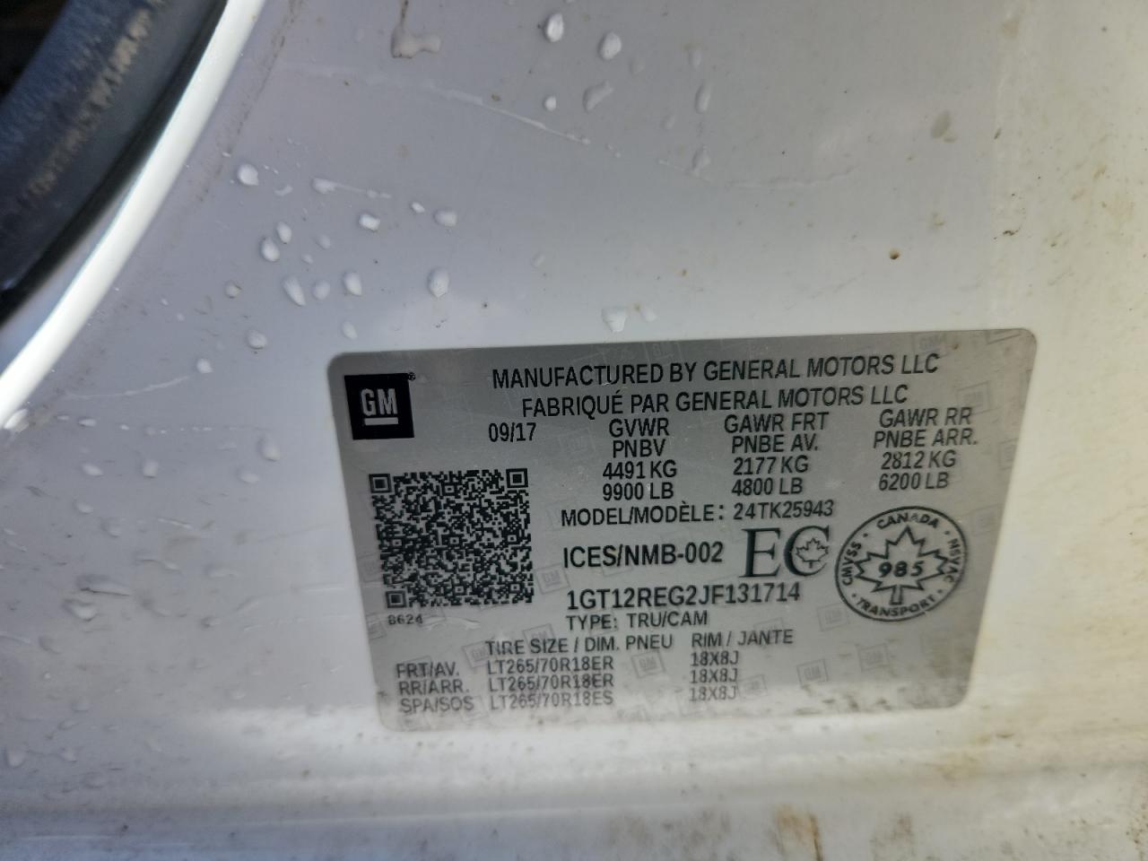 2018 GMC Sierra K2500 Heavy Duty VIN: 1GT12REG2JF131714 Lot: 84949805