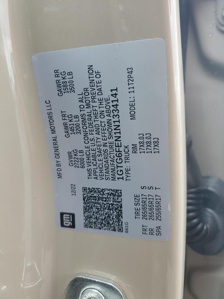 2022 GMC Canyon At4 VIN: 1GTG6FEN1N1334141 Lot: 90061535