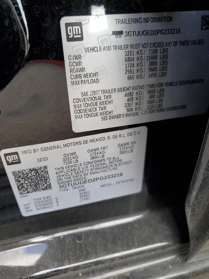 2023 GMC Sierra K1500 Denali VIN: 3GTUUGED2PG233216 Lot: 84449105