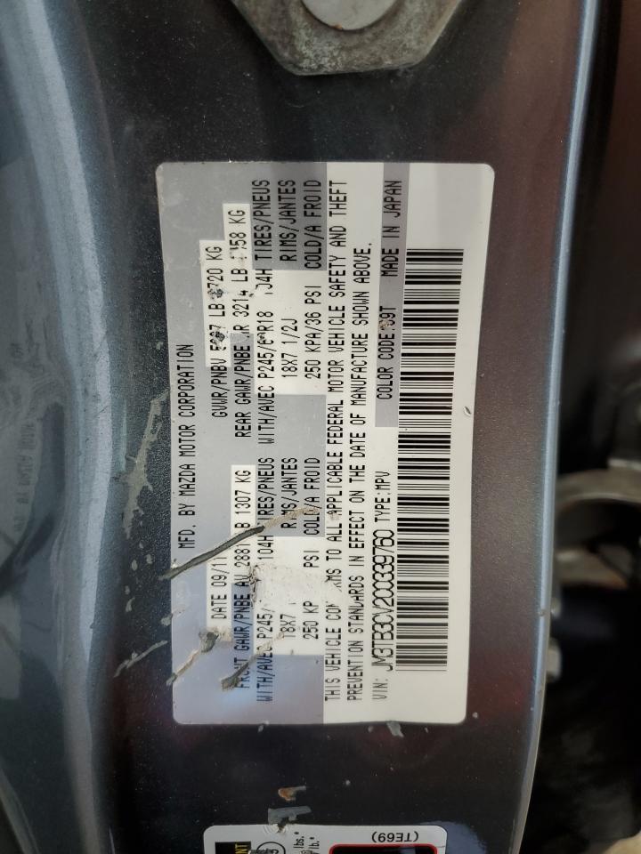 2012 Mazda Cx-9 VIN: JM3TB3CV2C0339760 Lot: 85765455