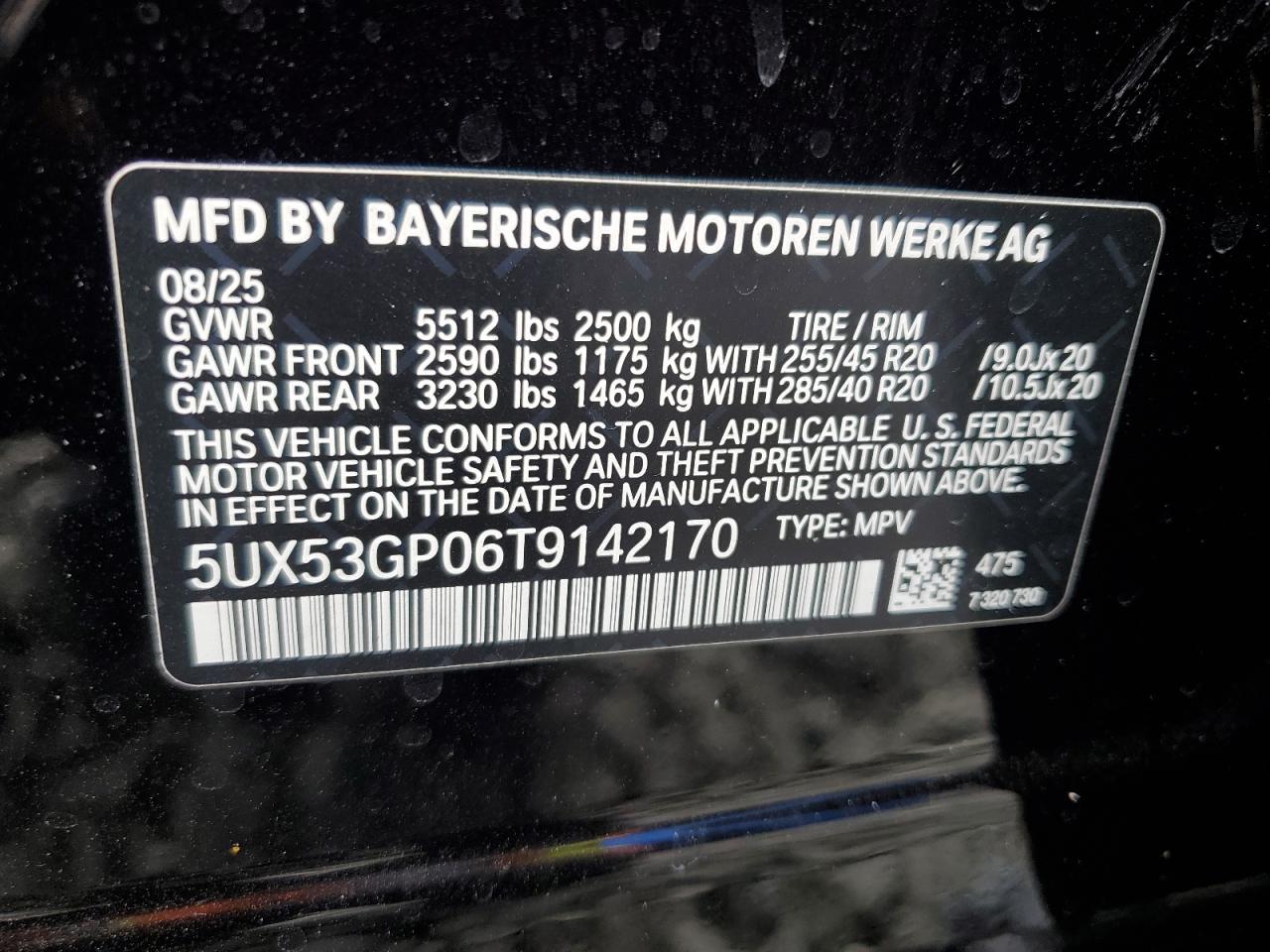 2026 BMW X3 30 xDrive VIN: 5UX53GP06T9142170 Lot: 85844425