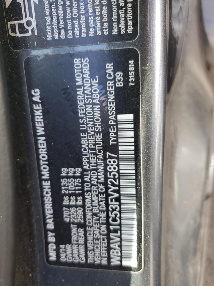 2015 BMW X1 xDrive28I VIN: WBAVL1C53FVY25887 Lot: 90052065