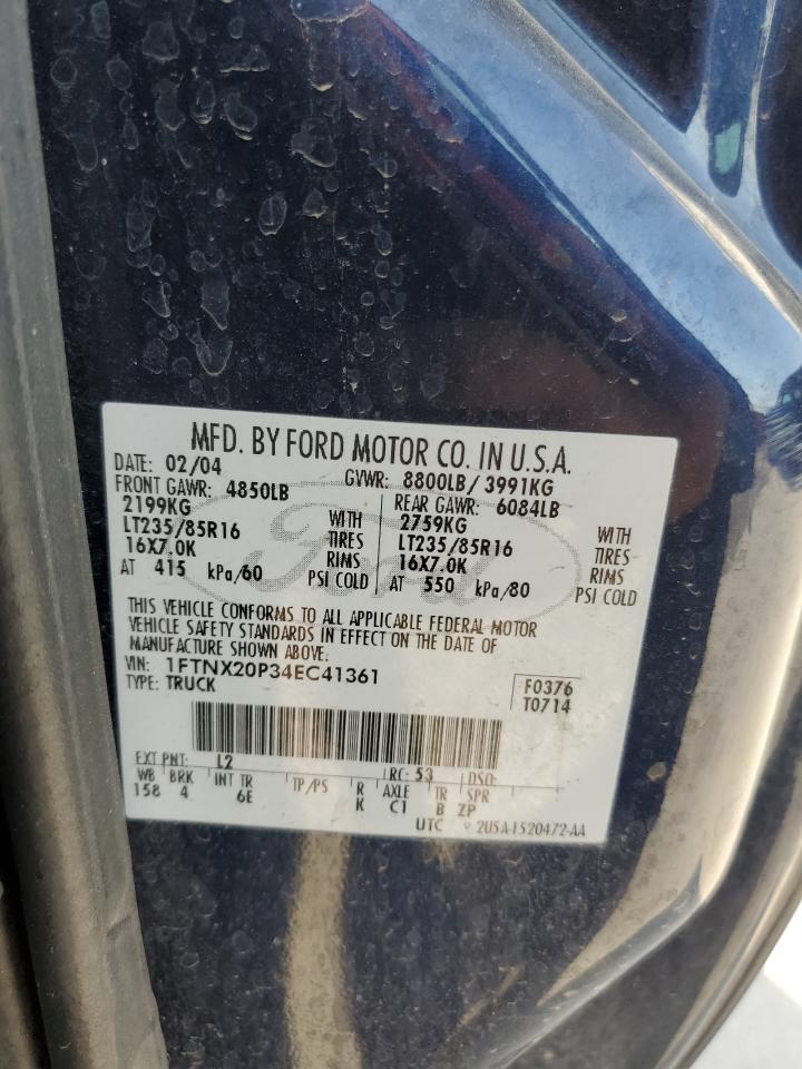 2004 Ford F250 Super Duty VIN: 1FTNX20P34EC41361 Lot: 85187795