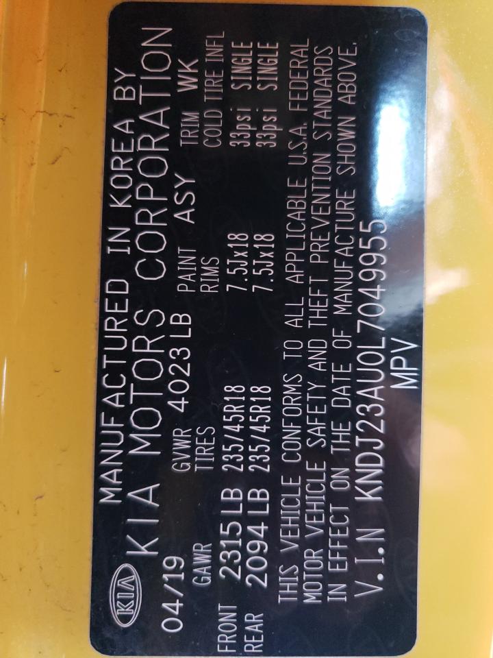 2020 Kia Soul Lx VIN: KNDJ23AU0L7049955 Lot: 85158465