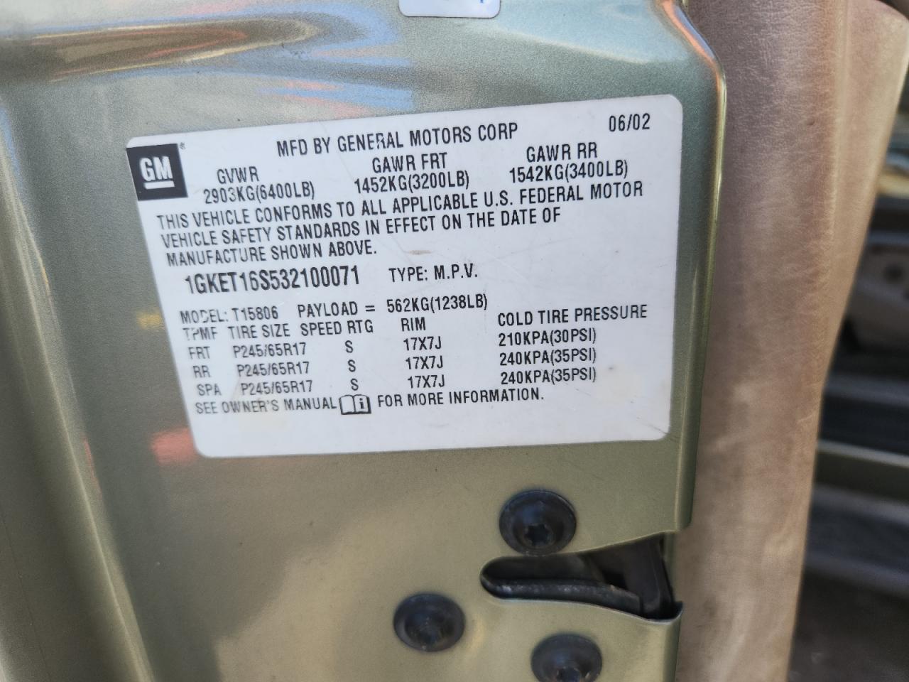 2003 GMC Envoy Xl VIN: 1GKET16S532100071 Lot: 82227765