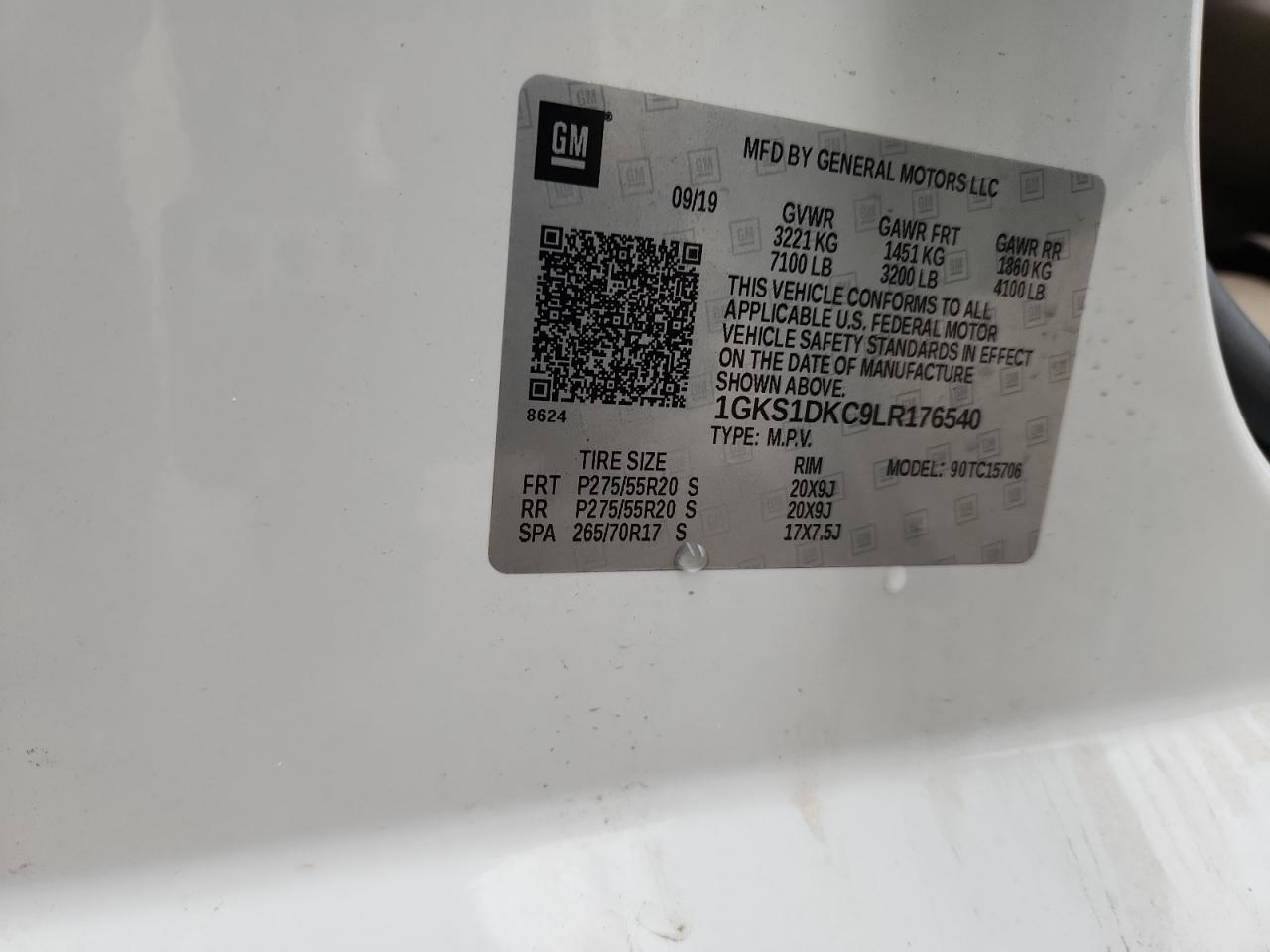 2020 GMC Yukon Slt VIN: 1GKS1DKC9LR176540 Lot: 89505065