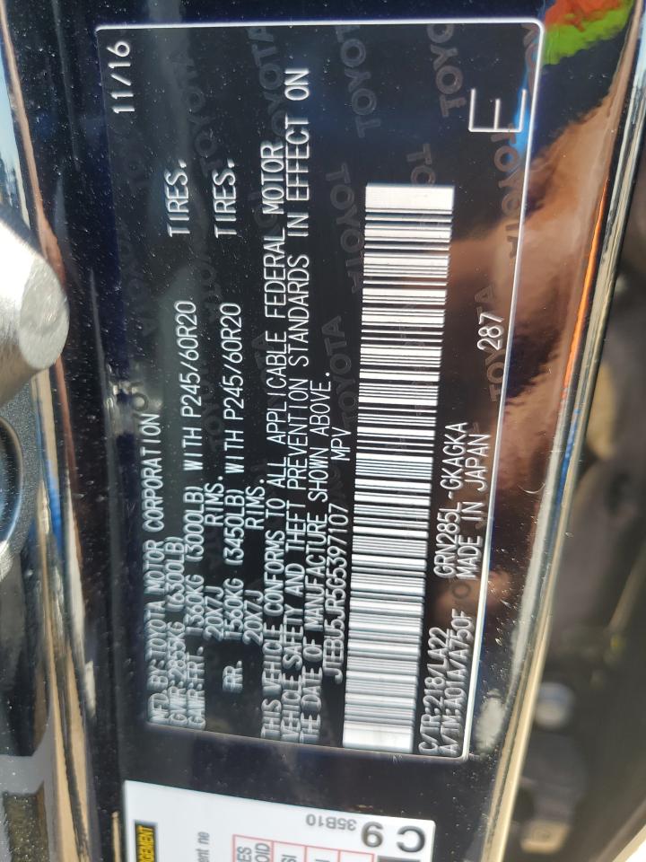 2016 Toyota 4Runner Sr5/Sr5 Premium VIN: JTEBU5JR5G5397107 Lot: 85579435