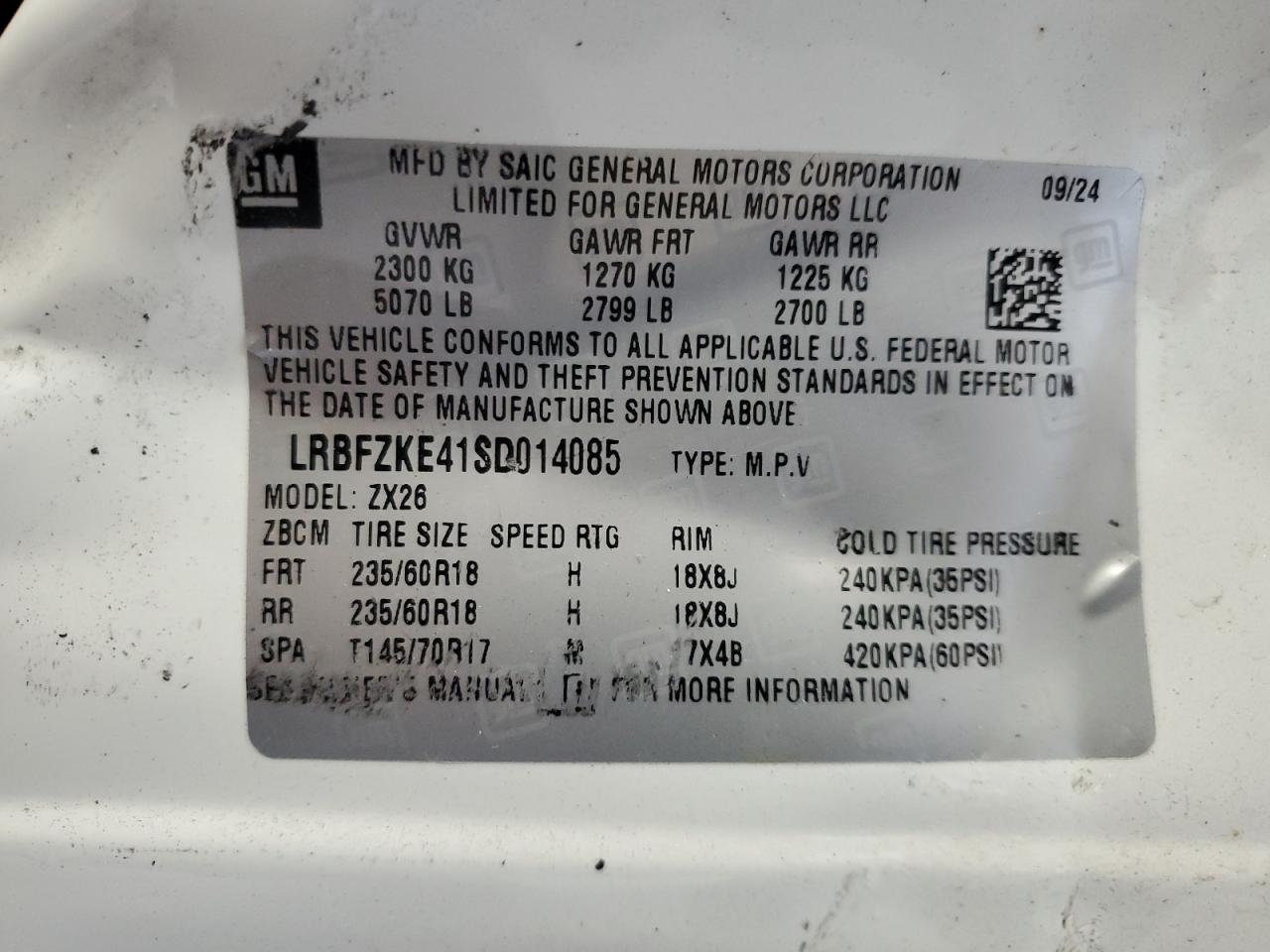 2025 Buick Envision Preferred VIN: LRBFZKE41SD014085 Lot: 84909345