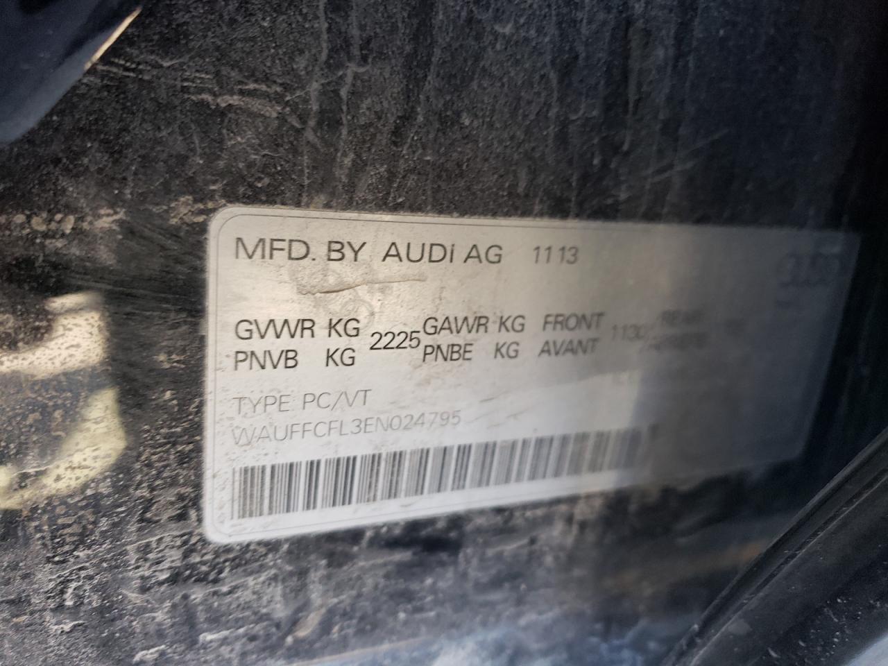 2014 Audi A4 Premium Plus VIN: WAUFFCFL3EN024795 Lot: 90260225