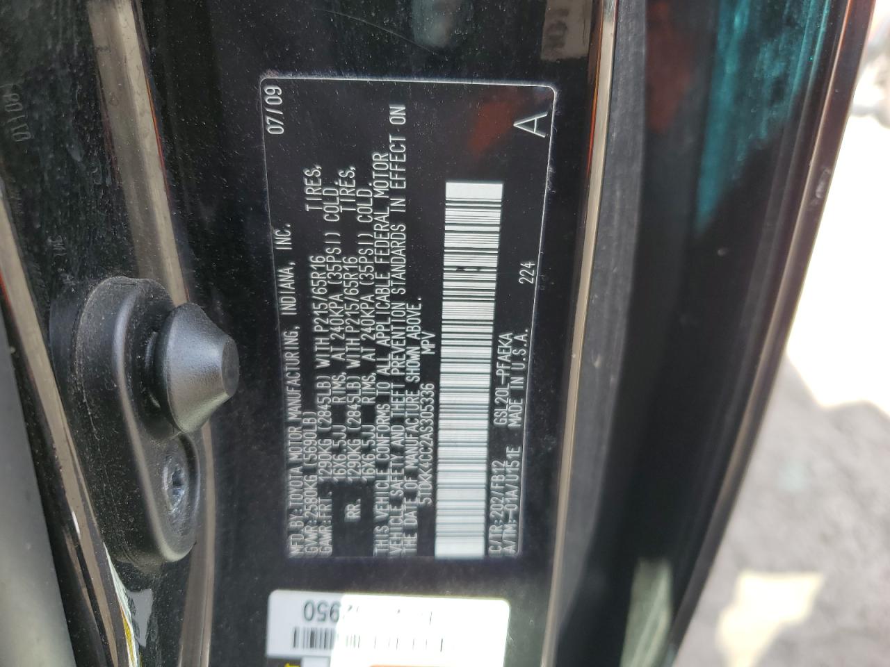 2010 Toyota Sienna Ce VIN: 5TDKK4CC2AS305336 Lot: 86893375
