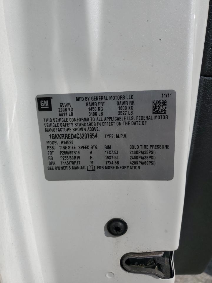 2012 GMC Acadia Slt-1 VIN: 1GKKRRED4CJ207654 Lot: 82224835