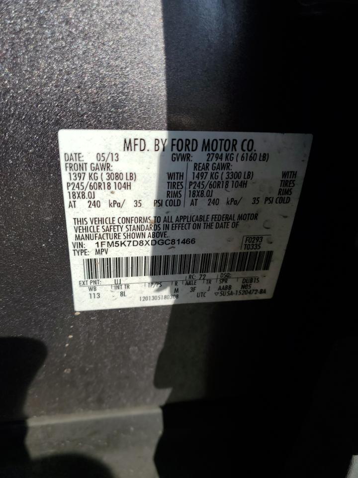 2013 Ford Explorer Xlt VIN: 1FM5K7D8XDGC81466 Lot: 82307915