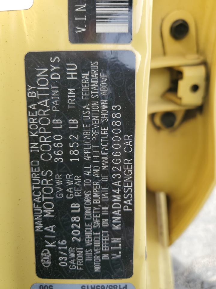 2016 Kia Rio Lx VIN: KNADM4A32G6000883 Lot: 91070205