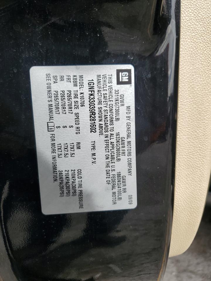 2009 Chevrolet Tahoe K1500 Ltz VIN: 1GNFK33039R281602 Lot: 86493815