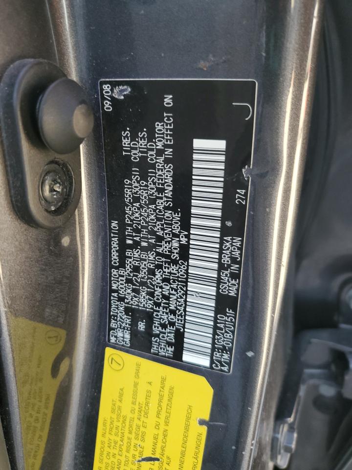 2009 Toyota Highlander Sport VIN: JTEES43A292110962 Lot: 82263525