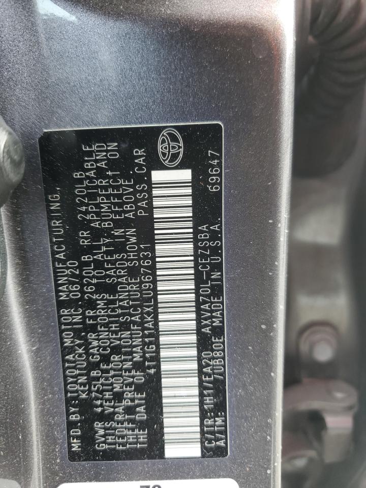 2020 Toyota Camry Se VIN: 4T1G11AKXLU967631 Lot: 82223225