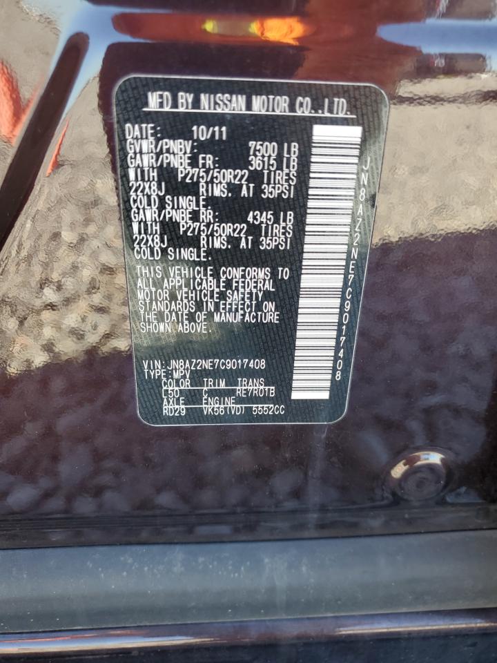 2012 Infiniti Qx56 VIN: JN8AZ2NE7C9017408 Lot: 87308745
