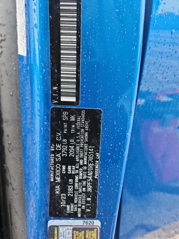 2024 Kia Forte Gt Line VIN: 3KPF54AD1RE705141 Lot: 90381455