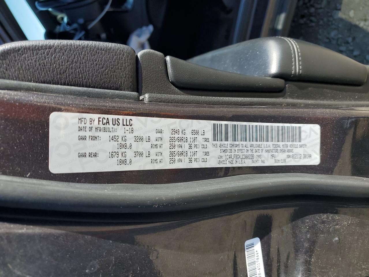 2018 Jeep Grand Cherokee Limited VIN: 1C4RJFBGXJC300226 Lot: 85921505