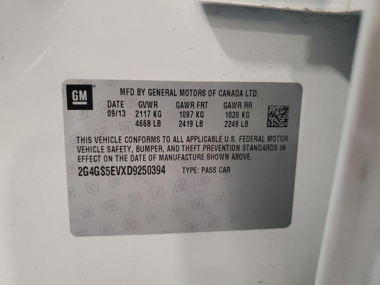 2013 Buick Regal Premium VIN: 2G4GS5EVXD9250394 Lot: 90720535