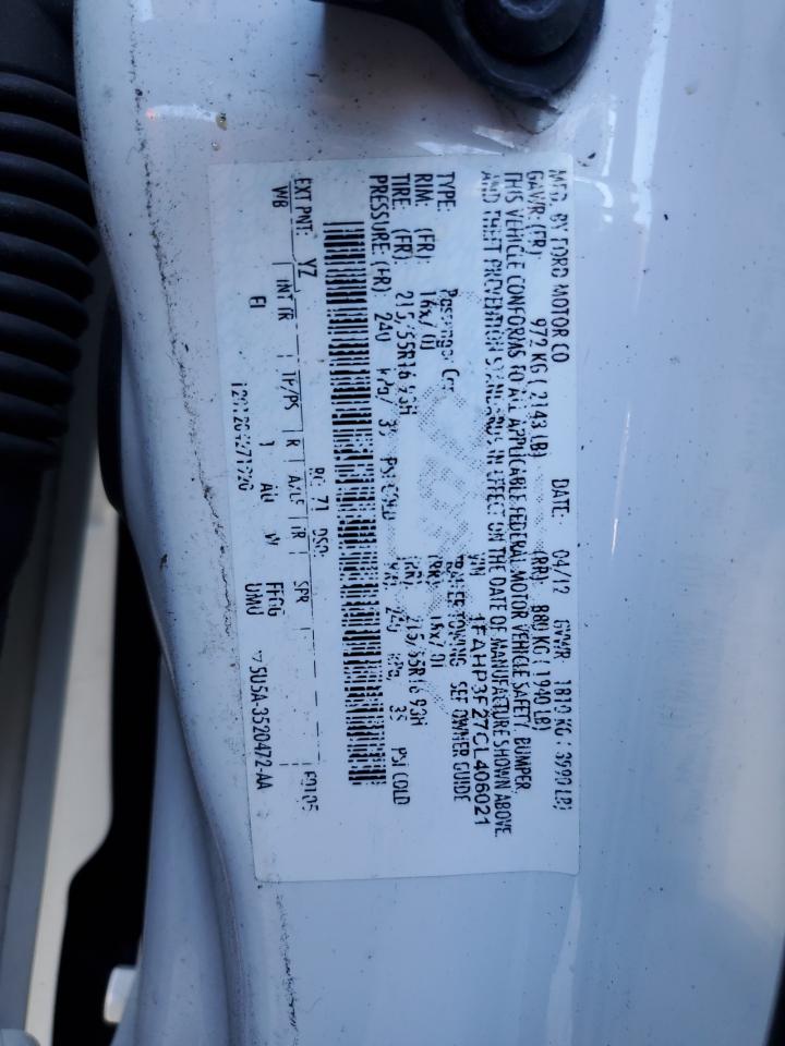 2012 Ford Focus Se VIN: 1FAHP3F27CL406021 Lot: 85675535