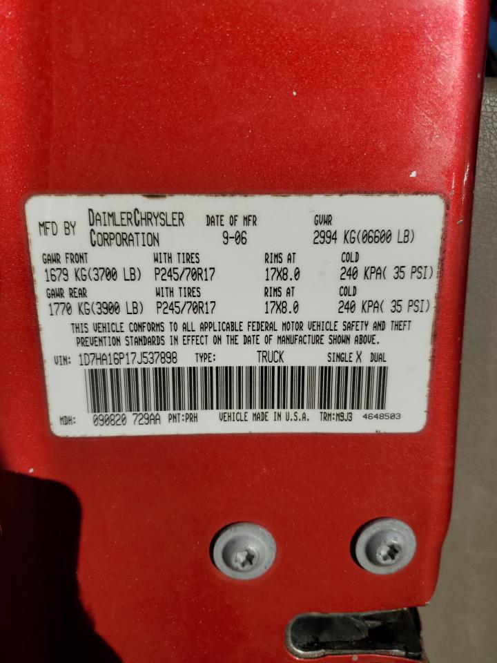 2007 Dodge Ram 1500 St VIN: 1D7HA16P17J537898 Lot: 82298455