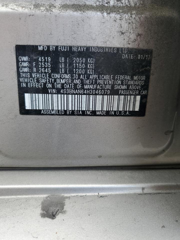 2017 Subaru Legacy 2.5I Limited VIN: 4S3BNAN64H3046079 Lot: 89804505